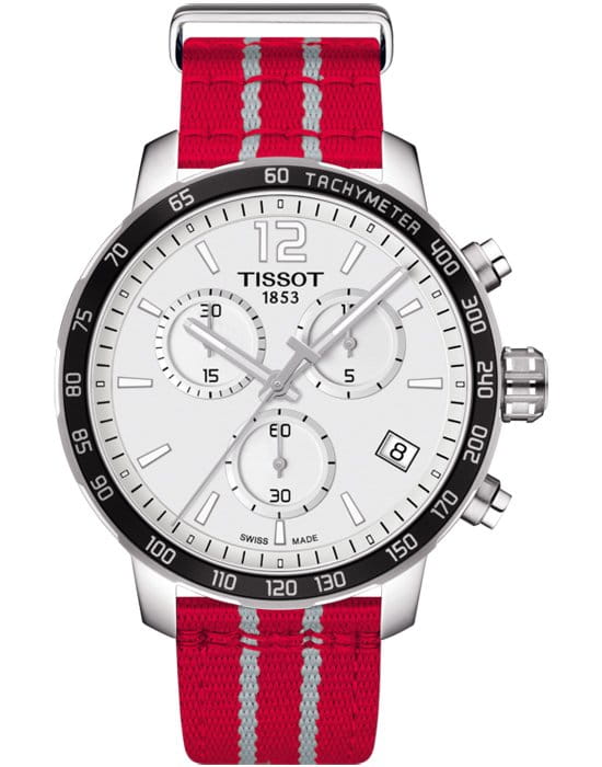 Tissot Tissot Quickster NBA Houston Rockets T095.417.17.037.12 Quickster T0954171703712 кварцевые мужские часы белый циферблат, браслет тканевый — вид спереди