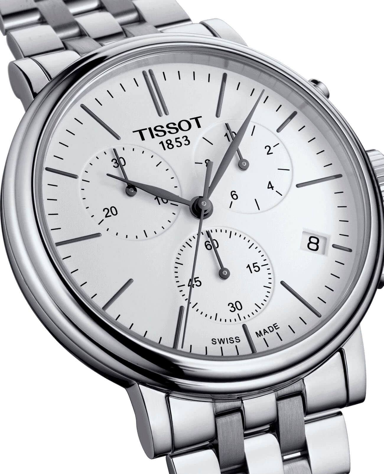 Tissot Tissot Carson Premium Chronograph T122.417.11.011.00, t-classic швейцария мужские часы на браслете нержавеющая сталь боковой вид