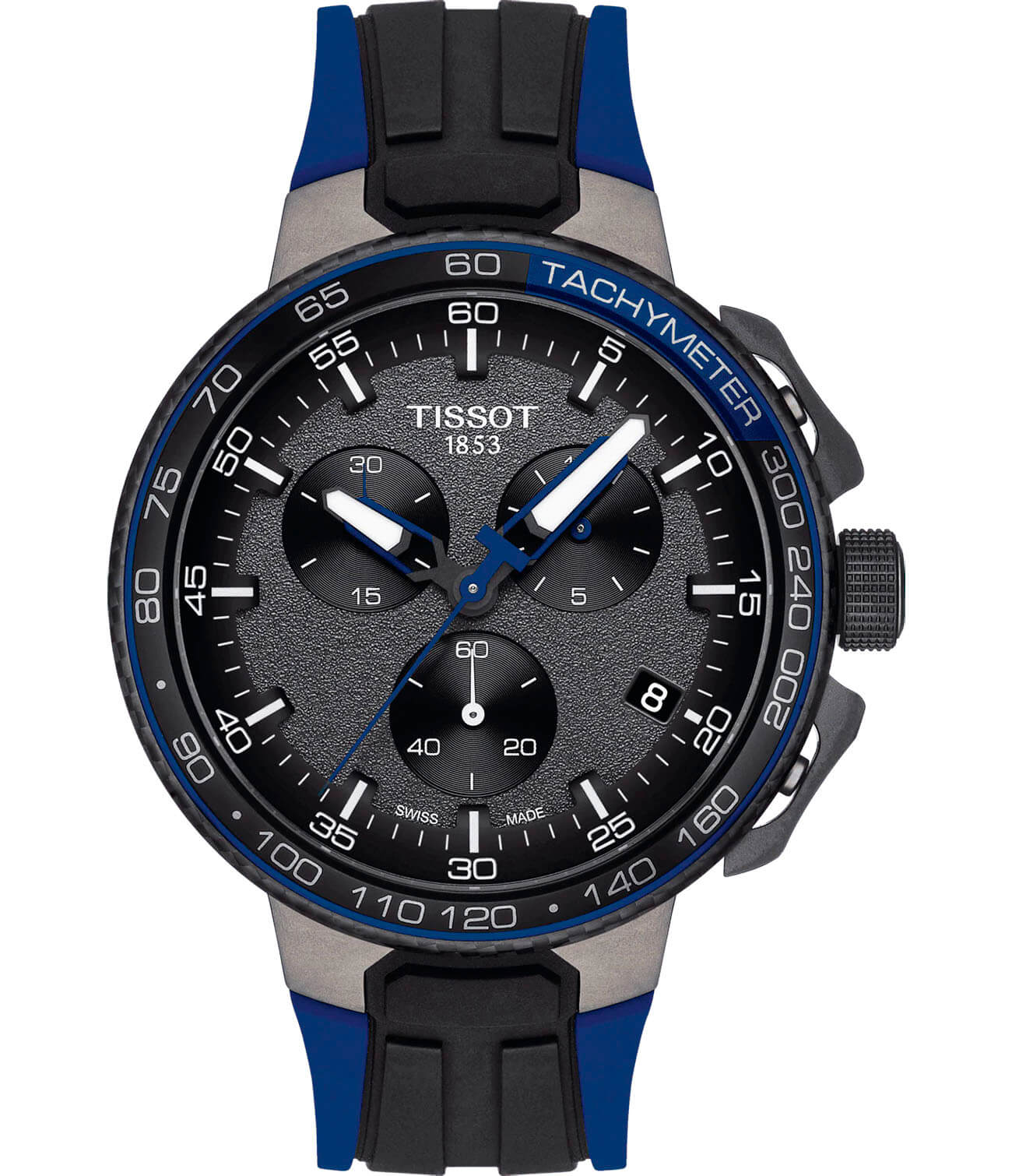 Tissot Tissot T-Race Cycling T111.417.37.441.06 T Race Cycling T1114173744106 кварцевые мужские часы черный циферблат, браслет силикон — вид спереди