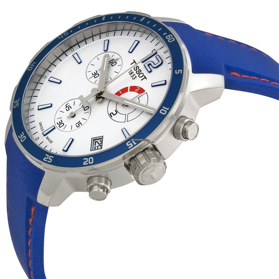 Tissot Tissot Quickste Chronograph Football T095.449.17.037.00, t-sport швейцария мужские часы на браслете силикон боковой вид