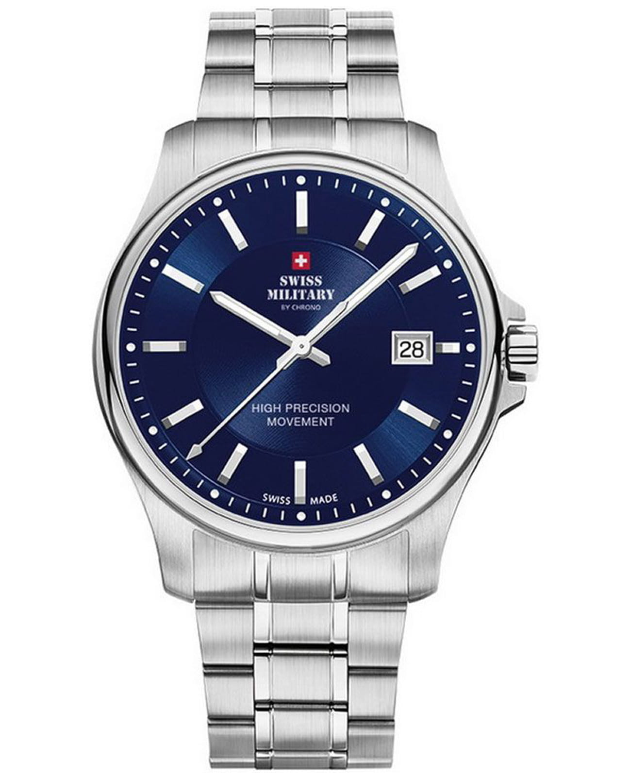Swiss Military by Chrono Swiss Military by Chrono SM30200.03  SM30200.03 кварцевые мужские часы синий циферблат, браслет нержавеющая сталь — вид спереди