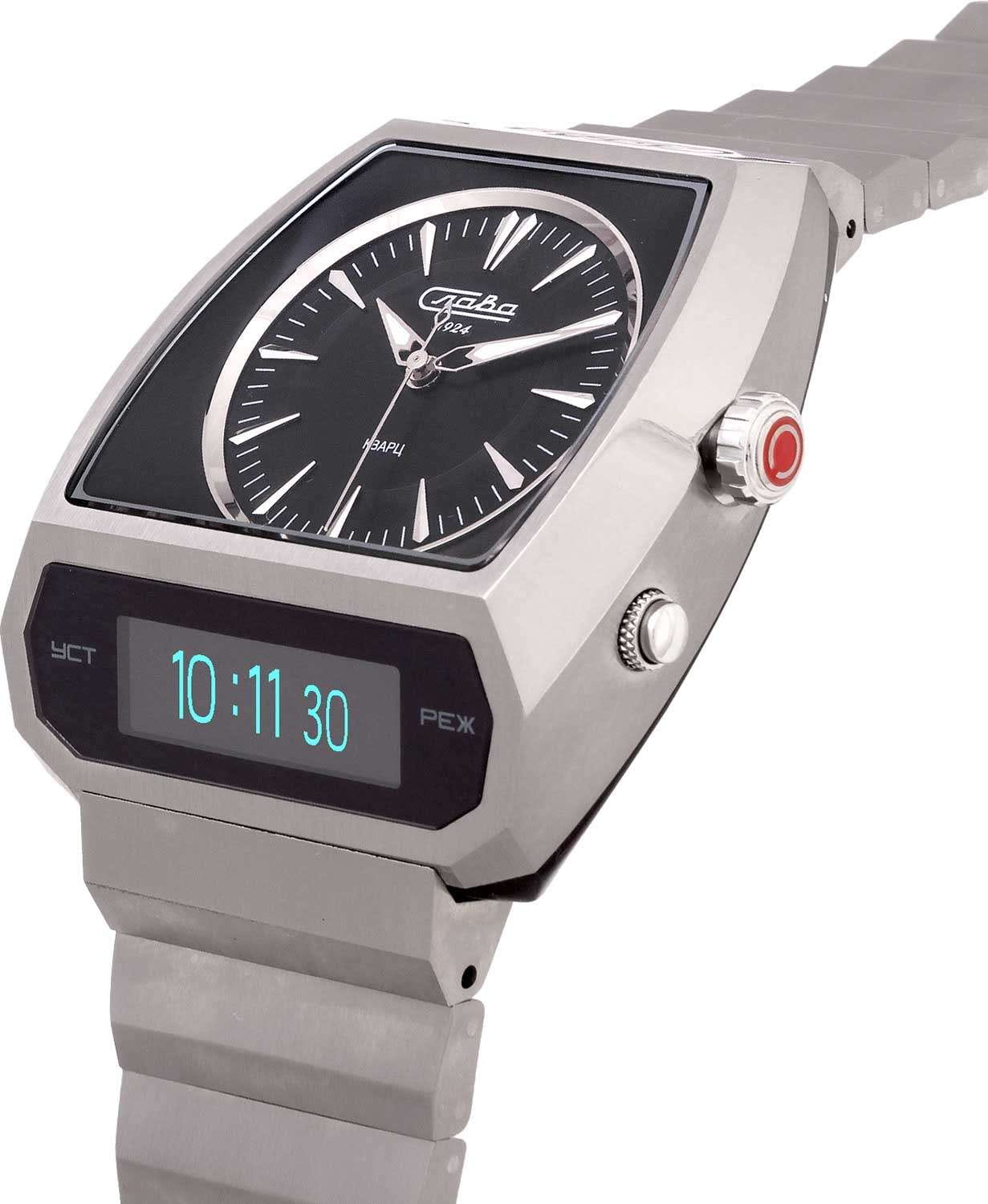 Слава Слава Погоня 9002737/100-GL32,  россия мужские часы на браслете титановый боковой вид