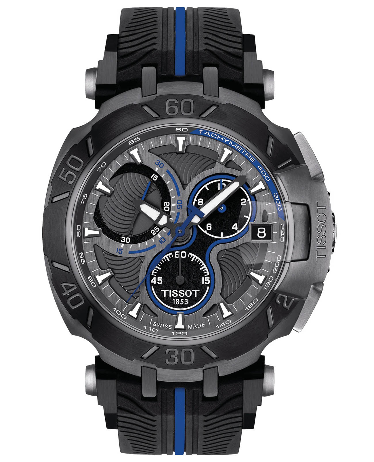 Tissot Tissot T-Race MotoGP 2017 T092.417.37.061.00 T Race T0924173706100 кварцевые мужские часы черный циферблат, браслет каучук — вид спереди