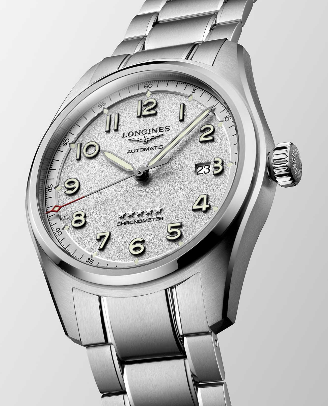 Longines Longines Spirit L3.811.4.73.6 мужские часы белый циферблат на запястье