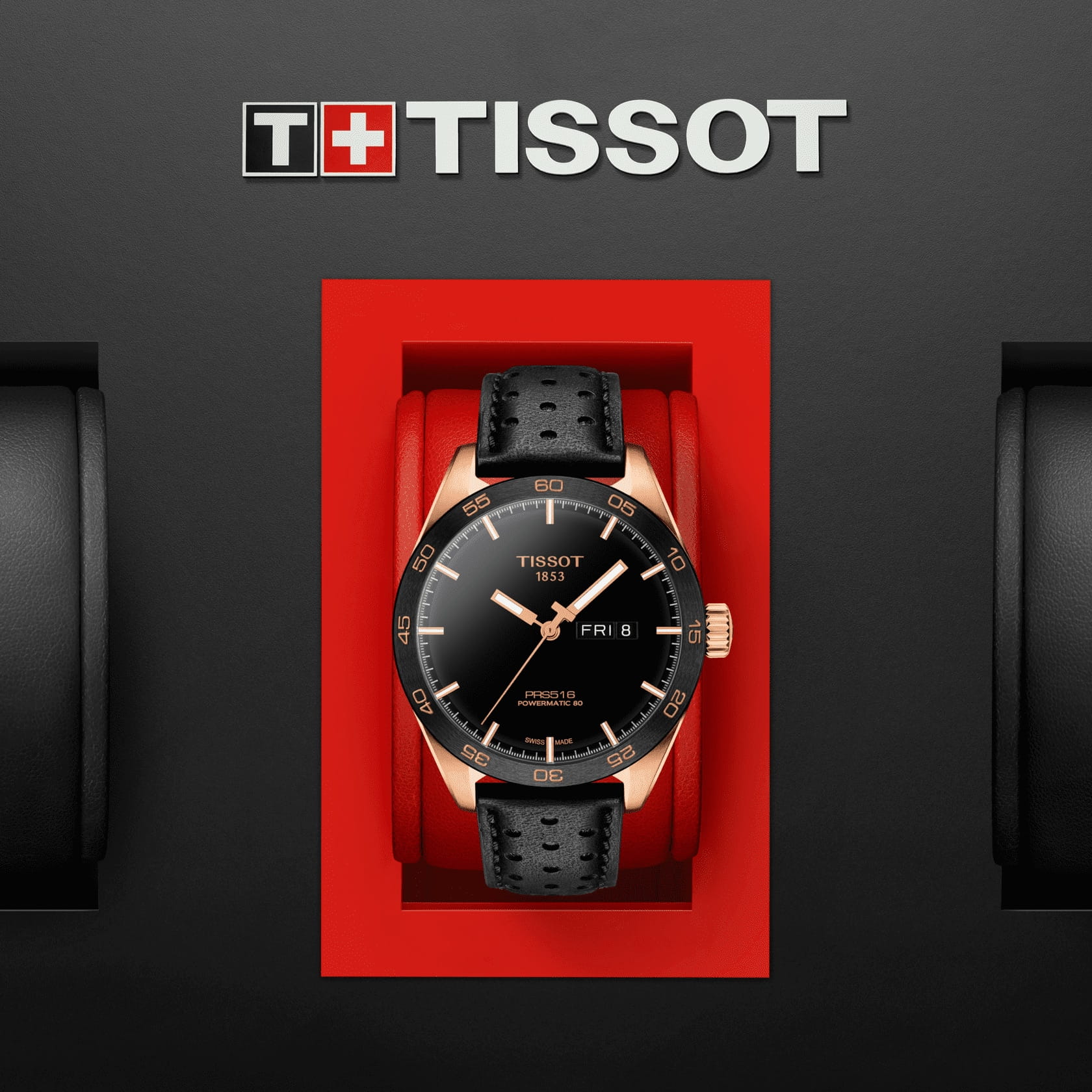 Tissot Tissot PRS 516 Powermatic 80 T100.430.36.051.01 мужские часы черный циферблат на запястье