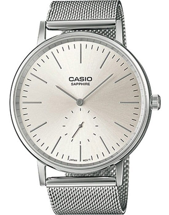 Casio Casio LTP-E148M-7A  LTP-E148M-7A кварцевые женские часы серый циферблат, браслет  — вид спереди