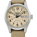 Seiko Seiko 5 Sports SRPJ83K1  SRPJ83K1 механические мужские часы  бежевый циферблат, браслет тканевый — вид спереди