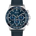  Hugo Boss HB 1513873  HB1513873 кварцевые мужские часы  синий циферблат, браслет силикон — вид спереди