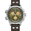 Hamilton Hamilton Khaki X-Wind GMT Chrono Quartz H77932560  H77932560 кварцевые мужские часы  зеленый циферблат, браслет кожаный — вид спереди