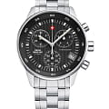 Swiss Military by Chrono Swiss Military by Chrono SM30052.01   SM30052.01 автокварц (кинетик) мужские часы  черный циферблат, браслет нержавеющая сталь — вид спереди