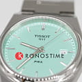 Tissot Tissot PRX T137.410.11.091.01 кварцевые мужские часы часы, крупный план бирюзовый циферблат