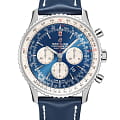 Breitling Breitling Navitimer B01 Chronograph 46 AB0127211C1X1  AB0127211C1X1 механические мужские часы  синий циферблат, браслет кожаный — вид спереди