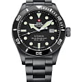 Swiss Military by Chrono Swiss Military by Chrono Diver SMA34075.04  SMA34075.04 механические мужские часы  черный циферблат, браслет нержавеющая сталь с pvd-покрытием — вид спереди