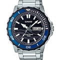 Casio Casio MTD-125D-1A2  MTD-125D-1A2 кварцевые мужские часы  черный циферблат, браслет нержавеющая сталь — вид спереди