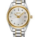 Seiko Seiko Diamond Collection SUR582P1  SUR582P1 кварцевые женские часы  серебристый циферблат, браслет нержавеющая сталь с pvd-покрытием — вид спереди