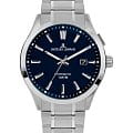 Jacques Lemans Jacques Lemans Hybromatic 1-2130G  1-2130G кварцевые мужские часы  синий циферблат, браслет нержавеющая сталь — вид спереди