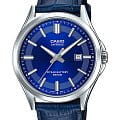 Casio Casio Collection MTS-100L-2A  MTS-100L-2AVEF кварцевые мужские часы  синий циферблат, браслет кожаный — вид спереди