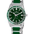 Jacques Lemans Jacques Lemans Liverpool 1-2060J  1-2060J кварцевые мужские часы  зеленый циферблат, браслет нержавеющая сталь 316l + полиуретан — вид спереди