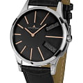 Jacques Lemans Jacques Lemans Classic 1-1813H  1-1813H кварцевые мужские часы  черный циферблат, браслет кожаный — вид спереди