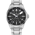 Hamilton Hamilton Khaki Aviation Pilot Auto H76305130  H76305130 механические мужские часы  черный циферблат, браслет нержавеющая сталь — вид спереди