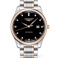 Longines Longines Master Collection L2.893.5.57.7  L28935577 механические мужские часы  черный циферблат, браслет нержавеющая сталь + золото 18к — вид спереди