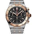 Breitling Breitling Chronomat B01 42 UB01341A1B1U1  UB01341A1B1U1 механические мужские часы  черный циферблат, браслет нержавеющая сталь + золото 18к — вид спереди