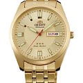 Orient Orient RA-AB0016G1  RA-AB0016G19 механические мужские часы  золотой циферблат, браслет сталь c pvd покрытием — вид спереди