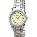 Casio Casio Collection LTP-V001SG-9B  LTP-V001SG-9B кварцевые женские часы  бежевый циферблат, браслет сталь с ip покрытием — вид спереди
