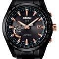 Seiko Seiko Astron GPS Solar SSE113J1  SSE113J1 кварцевые мужские часы  черный циферблат, браслет титановый c pvd покрытием — вид спереди