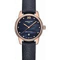 Certina Certina DS-8 Lady C033.051.36.128.00 DS 8 C0330513612800 кварцевые женские часы  синий циферблат, браслет кожаный — вид спереди
