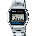 Casio Casio Vintage A158WA-1DF (A158WA-1)  A158WA-1 кварцевые мужские часы  антрацитовый циферблат, браслет нержавеющая сталь — вид спереди