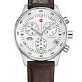 Swiss Military by Chrono Swiss Military by Chrono SM30052.04  SM30052.04 кварцевые мужские часы  белый циферблат, браслет кожа + текстиль — вид спереди