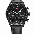 Swiss Military by Chrono Swiss Military by Chrono SM34012.08  SM34012.08 автокварц (кинетик) мужские часы  черный циферблат, браслет кожаный — вид спереди