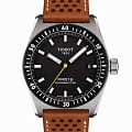 Tissot Tissot Powermatic PR516 80 T149.407.16.051.00  T1494071605100 механические мужские часы  черный циферблат, браслет кожаный — вид спереди