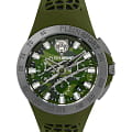 Plein Sport Plein Sport Thunderstorn Chrono PSABA0323  PSABA0323 кварцевые мужские часы  зеленый циферблат, браслет силикон — вид спереди