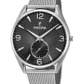 Festina Festina Retro F6869/4  F6869/4 кварцевые мужские часы  черный циферблат, браслет нержавеющая сталь — вид спереди