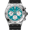 Breitling Breitling Chronomat B01 42 NFL Miami Dolphins Edition AB01342B1L2S1  AB01342B1L2S1 механические мужские часы  бирюзовый циферблат, браслет каучук — вид спереди