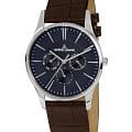 Jacques Lemans Jacques Lemans Classic 1-1951C  1-1951C кварцевые мужские часы  синий циферблат, браслет кожа + текстиль — вид спереди
