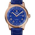 Aviator Aviator Douglas Day-Date V.3.35.2.277.4  V.3.35.2.277.4 механические мужские часы  синий циферблат, браслет кожаный — вид спереди