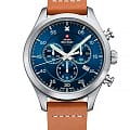 Swiss Military by Chrono Swiss Military by Chrono SM34076.06  SM34076.06 кварцевые мужские часы  синий циферблат, браслет кожаный — вид спереди