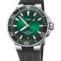 Oris Oris Aquis 01 400 7763 4157-07 4 24 74EB  01 400 7763 4157-07 4 24 74EB механические мужские часы  зеленый циферблат, браслет каучук — вид спереди