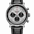Breitling Breitling Navitimer B01 Chronograph 43 AB0138241G1P1  AB0138241G1P1 механические мужские часы  серебристый циферблат, браслет кожаный — вид спереди