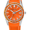 Jacques Lemans Jacques Lemans 1-2060F  1-2060F кварцевые мужские часы  оранжевый циферблат, браслет силикон — вид спереди