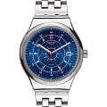 Swatch Swatch Irony Sistem51 YIS401G  YIS401G механические мужские часы  синий циферблат, браслет нержавеющая сталь — вид спереди