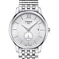 Tissot Tissot Tradition Automatic Small Second T063.428.11.038.00 Tradition T0634281103800 механические мужские часы  белый циферблат, браслет нержавеющая сталь — вид спереди