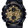 Casio Casio G-Shock GA-140GB-1A1DR (GA-140GB-1A1) GA GA-140GB-1A1 электронные мужские часы  золотой циферблат, браслет пластик — вид спереди