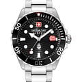 Swiss Military Hanowa Swiss Military Hanowa Offshore Diver II SMWGH2200301  SMWGH2200301 кварцевые мужские часы  черный циферблат, браслет нержавеющая сталь — вид спереди