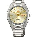 Orient Orient AB00005C (FAB00005C)  FAB00005C механические мужские часы  золотой циферблат, браслет нержавеющая сталь — вид спереди