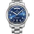 Breitling Breitling Aviator 8 Automatic Day & Date 41A45330101C1A1  A45330101C1A1 механические мужские часы  синий циферблат, браслет нержавеющая сталь — вид спереди