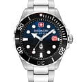 Swiss Military Hanowa Swiss Military Hanowa Offshore Diver II SMWGH2200302  SMWGH2200302 кварцевые мужские часы  синий циферблат, браслет нержавеющая сталь — вид спереди